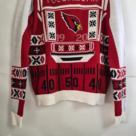 NFL Team Apparel Mens L Arizona Cardinals Light Up Long Sleeve Sweater Red White - Picture 6 of 17